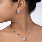 Mangalsutra With Earring in 925 Sterling Silver Rhodium Plated 16 inches